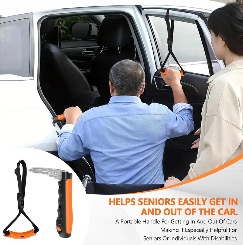 Kaiedos Car Door Handle for Elderly - 2026 New 3-in-1 Car Handle Assist, 2 Pack Auto Cane Portable Vehicle Support Handle Door Assist Bar, Max Load 500 Lbs, Anti-Slip Design (Orange-Car Handle +Strap) - Image 2